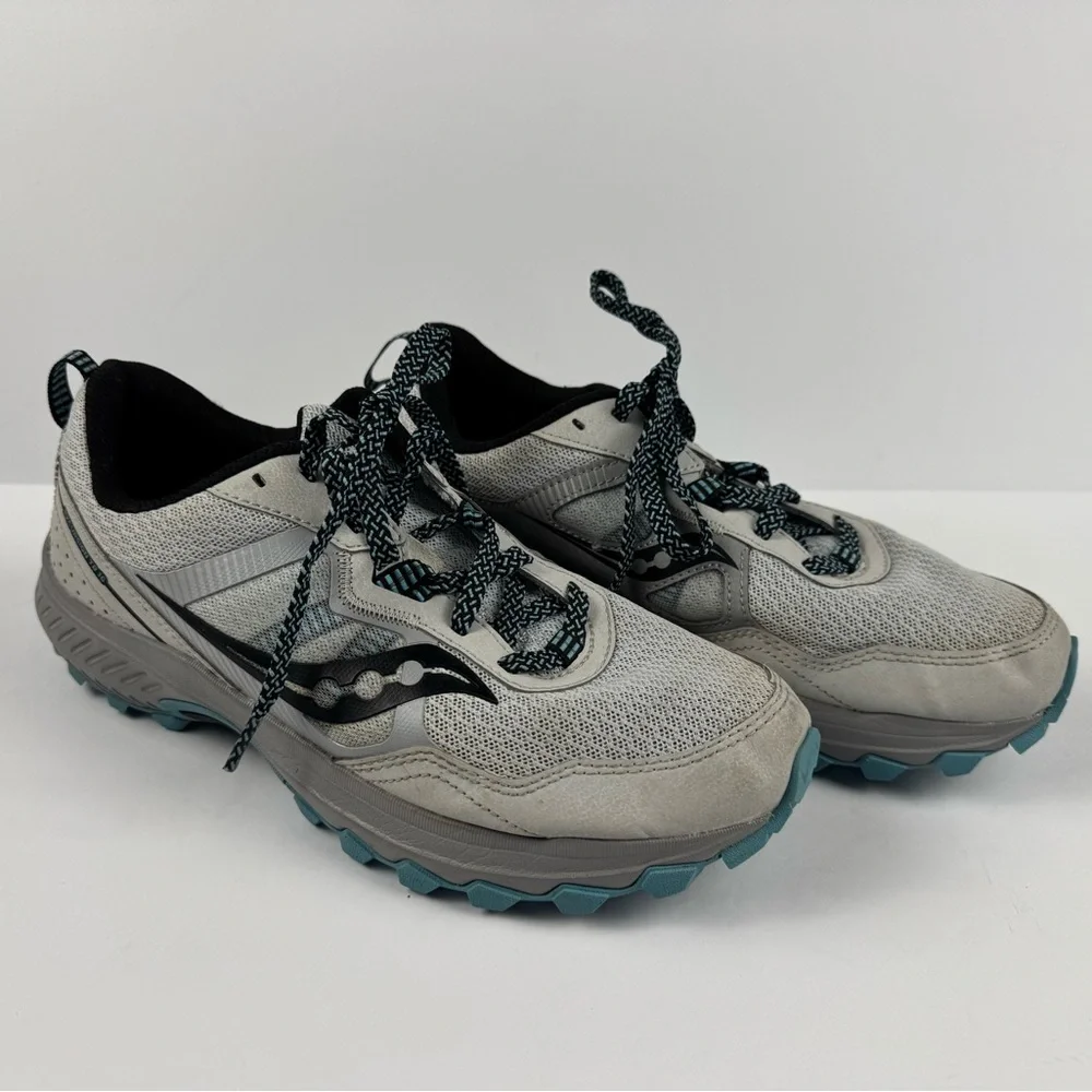 Saucony Excursion TR16 trail running shoes in Fog/Rainfall colors size 9 1/2